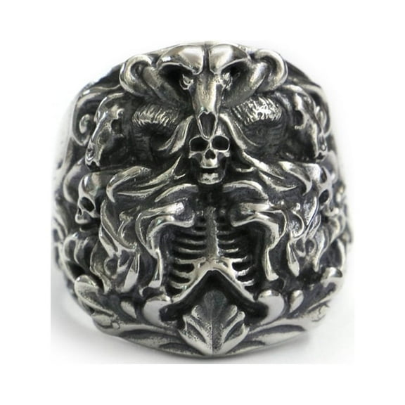 925 Sterling Silver Dark Banshee Skull Ring Biker Punk Jewelry TA259 US Size 10