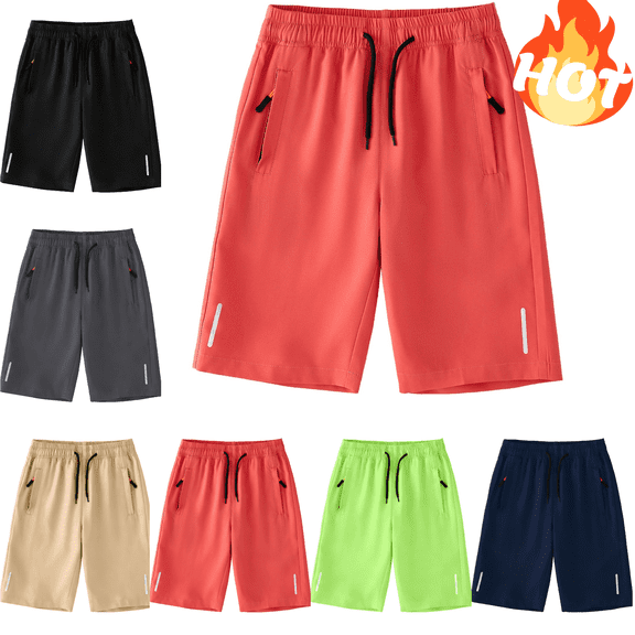 Mifsaly Boys Athletic Shorts Quick Dry Lightweight Sport Running Shorts with Zipper Pockets Kids Breathable Soccer Basketball Activewear