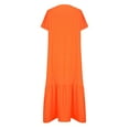 thumbnail image 6 of Summer Clearance!Brilliant Womens Dresses Plus Size Women's Summer Casual V-Neck Solid Short Sleeve Dresses Orange M, 6 of 7