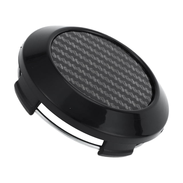 Tapas de centro de rueda de coche Unique Bargains, tapa de metal negro de 64 mm, patrón de fibra de carbono, 2.52" OD, encaje a presión, 1 pieza