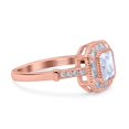 thumbnail image 2 of Rose Tone, Simulated Cubic Zirconia Size-5 Cushion Cut Engagement Ring Bezel Baguete Round 925 Sterling Silver, 2 of 7