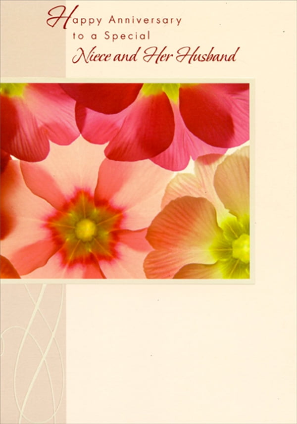 Happy Anniversary Niece And Husband Designer Greetings Pink And Yellow Flowers Photo Closeup Wedding Anniversary  Congratulations Card For Niece And Husband - Walmart.com