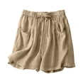 thumbnail image 6 of Linen Shorts for Women 2026 Cute Drawstring Linen Pants Lounge Outfit Elastic Waist Shorts Summer Pants Casual Loose Outfits 2026 Bermuda Wide Leg Short Comfy Shorts Lounge Wear M, 6 of 6