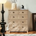 thumbnail image 6 of Joaxswe 33.2" Tall 5 Drawer Dresser for Bedroom Set of 2, Farmhouse Adult Storage Chest of Drawers for Living Room, Natural Oak, 6 of 8