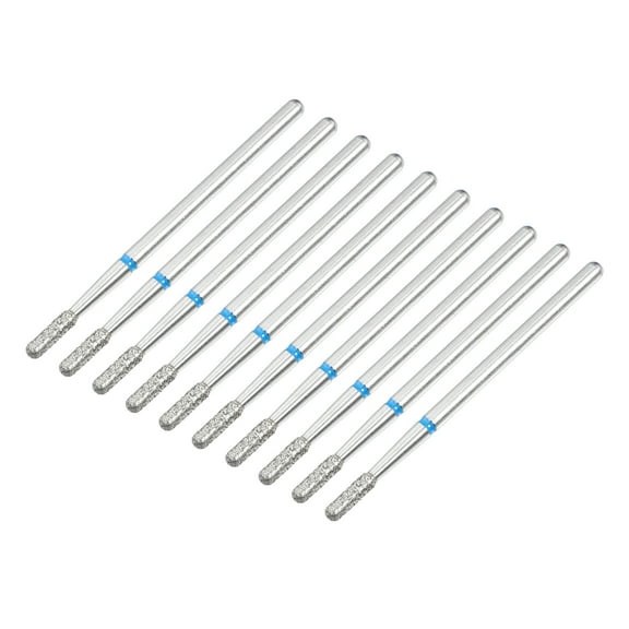 Unique Bargains 10 Pcs Emery Nail Drill Bit Set for Acrylic Nails 3/32 Inch Nail Art Tools 44.3mm Length Blue