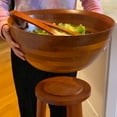 thumbnail image 4 of Woodard & Charles Extra Large Salad/Serving Bowl Set with Stand. 16" x 7" Bowl, 30" Stand, 14" Servers -perfect for Caesar Salads, Large Salads, Popcorn, Chips or Fruit, 4 of 5