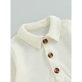 thumbnail image 4 of ZAXARRA Baby Girl Autumn Button Romper Solid Color Long Sleeve Lapel Waffle Playsuit Fall Winter Clothes, 4 of 7