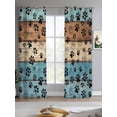 thumbnail image 2 of Light Blue Brown Sheer Curtains 84 Inch Length 2 Panels Set for Living Room/Bedroom, Rustic Farmhouse Dog Paw Vintage Kitchen Curtains Grommet Semi-Sheer Curtains Drapes Window Treatments 42"x84"x2, 2 of 7
