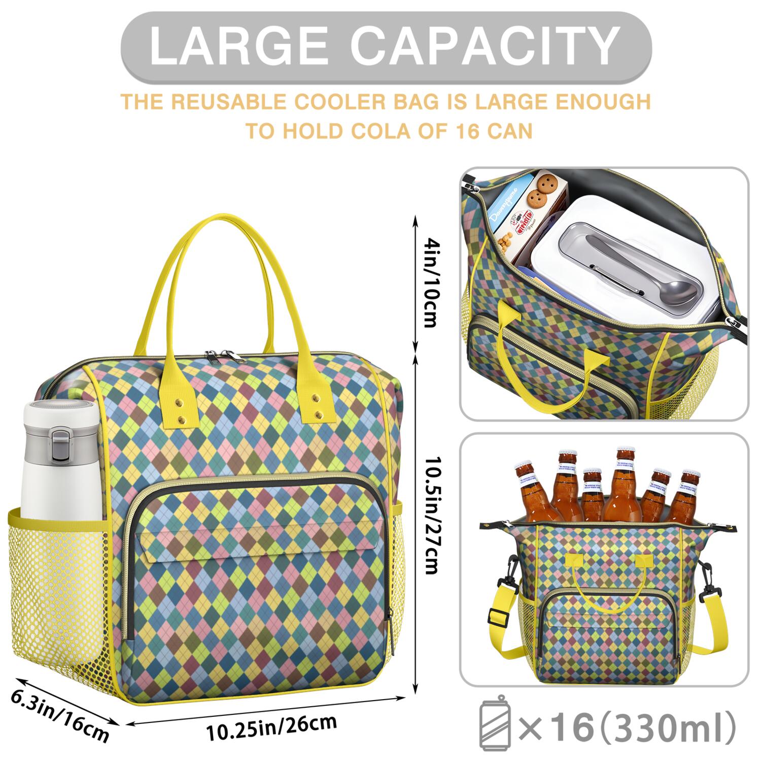 Classic Red and Black Buffalo Plaid Lunch Tote - 100% Leakproof Insulated Food Storage Bag for Office, Travel & Picnic