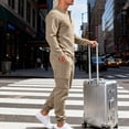 thumbnail image 4 of LEKWK Tracksuit Men Textured 2 Piece Outfit Long Sleeve Henley Top and Cargo Jogger Sweatpants Matching Sets for Sports Lounging Workout, 4 of 8