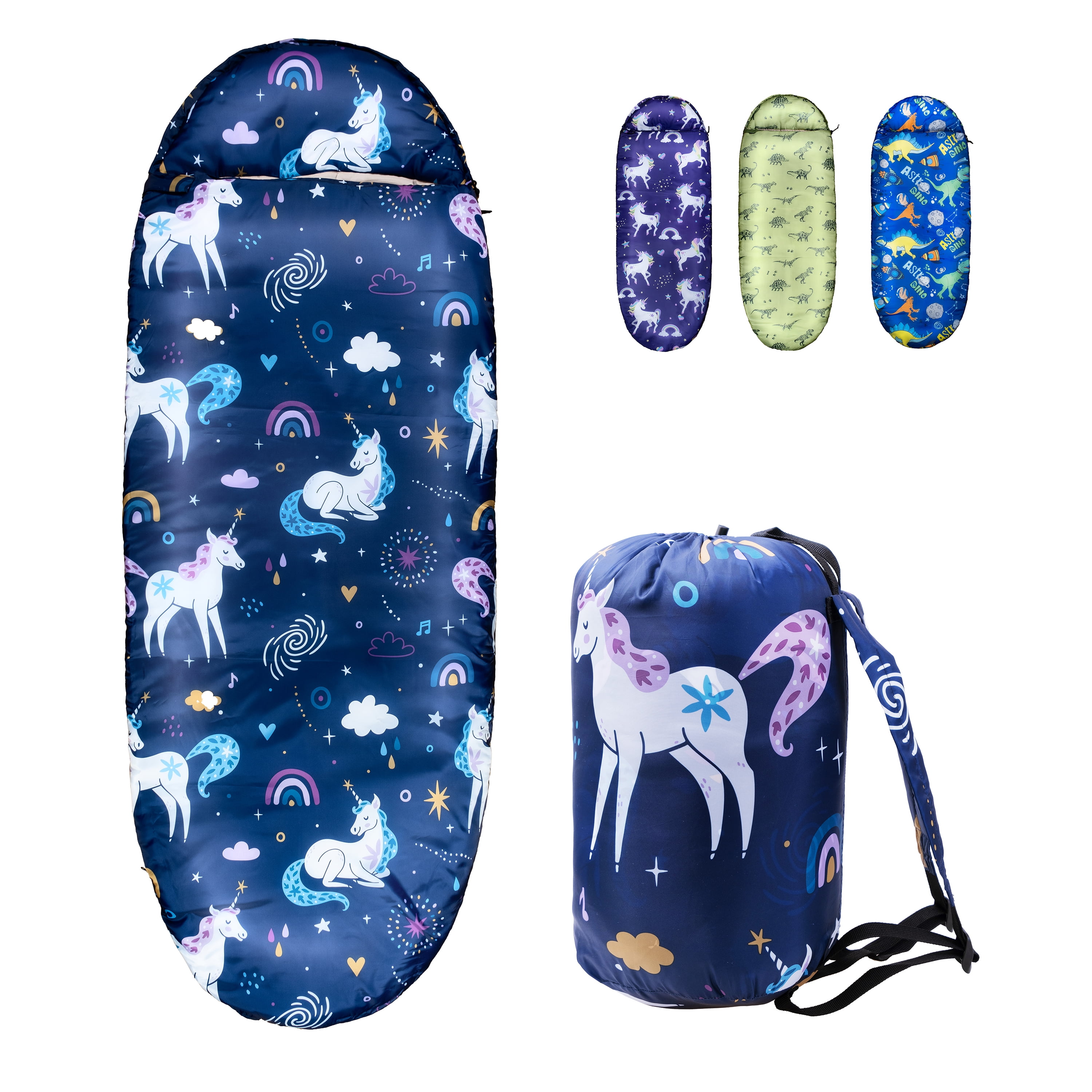 Girls Sleeping Bags for Kids w. Carrying Backpack Star Unicorn