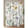 thumbnail image 4 of Shower Curtains Pink Green Flower Bath Curtain Plant Butterfly Waterproof Bathroom Shower Curtain Set with Hooks Decoration 72 x 72 Inches, 4 of 7