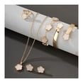 thumbnail image 2 of 5Pcs/Set Women Jewelry Set Lucky Flower Decor Sparkling Rhinestones Necklace Bracelet Bangle Earrings Ring Set Fashion Jewelry, 2 of 8