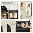 thumbnail image 5 of LEDREM Wide Arched Mirror Jewelry Cabinet, LED Wall/Door Mounted Organizer with Lockable Storage & Interior Mirror, Ink Black, 5 of 8