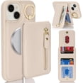 thumbnail image 4 of iPhone 13 case with Card Holder, iPhone 13 Phone Case Wallet for Women magsafe Compatible Wallet Detachable 2-in-1 for Men-Warm White, 4 of 7