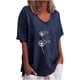 thumbnail image 1 of Blusa informal para mujer, cuello redondo, estampado floral, manga corta, camiseta suelta, tops para mujer Pompotops hfajkhk138687, 1 of 5