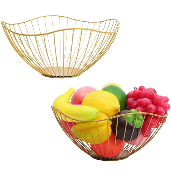Metal Fruit Basket for Kitchen Counter, Home Decor Vegetable and Fruit Bowl, Fruit Holder for Kitchen Countertop, Decorative Bowls for Fruits and Veggies, SIZE, COLOR