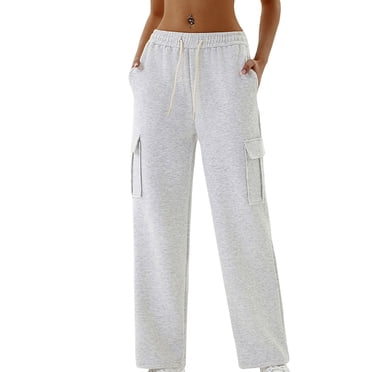 zbxnLI Womens Cargo Sweatpants Drawstring Elastic Waist Jogging Pants Athletic Running Pants Multi-pockets