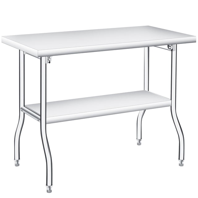 EDTara Commercial Folding Stainless Steel Work Table, Heavy Duty 1100 Lb Capacity for Kitchen, Laundry or Catering