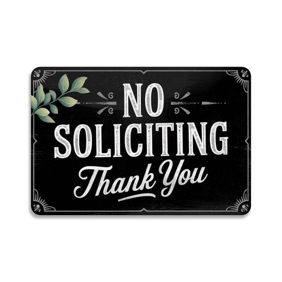 Vintage No Soliciting Thank You Metal Sign Print Aesthetic Room Decoration for Home Bedroom Kitchen Dorm Bathroom Wall Decor 8 X 12， Easy to Hang