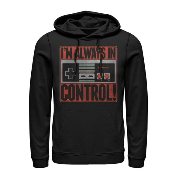 Men's Nintendo Always in Control Pull Over Hoodie Black Large