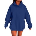 thumbnail image 3 of BXINGOHAI Women's Pullover Hoodie Lightweight Long Sleeve Kangaroo Pocket Basic Casual Sweatshirt Blue,XL, 3 of 6