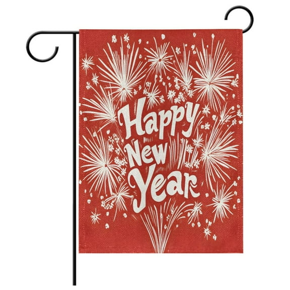 Ryvnso Happy New Year Garden Flag 12x18 Inch Double Sided Seasonal Yard Decoration
