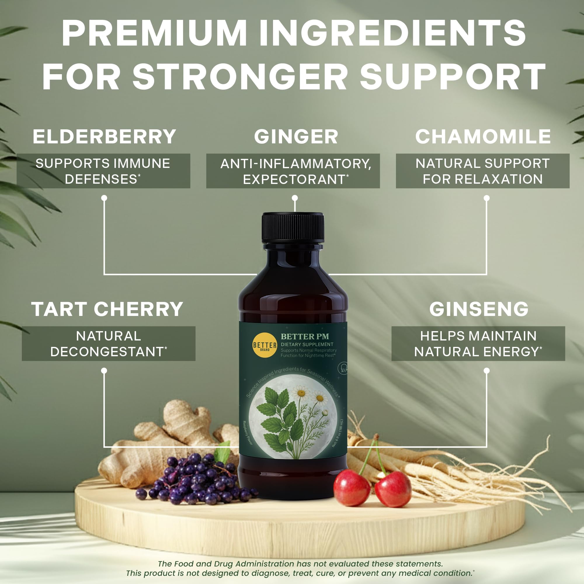 Betterbrand BetterPM Nighttime Wellness Syrup – Natural Sleep, Calm & Immune Support with Elderberry, Magnesium Glycinate, Valerian, Tart Cherry, L-Theanine & Chamomile