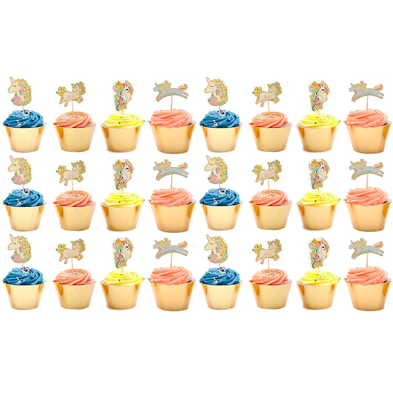 Lilly and the Bee Novelties Magical Unicorn Cupcake Party Pack for 24 Cupcakes