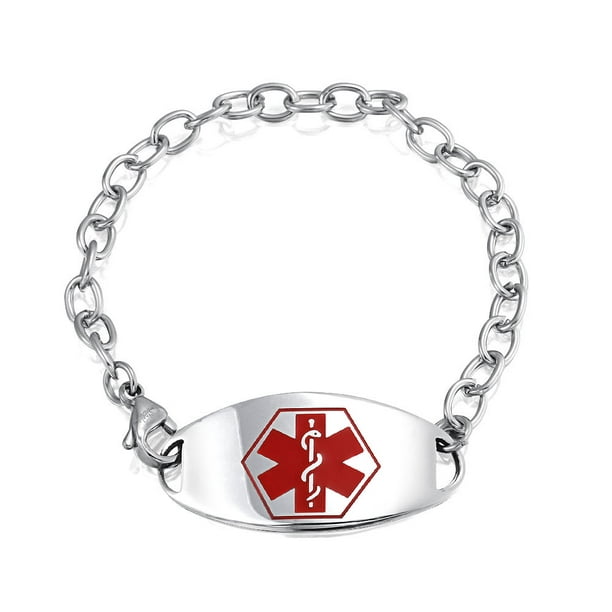 Customizable Engravable Identification Medical Alert ID Curb Link Chain ...
