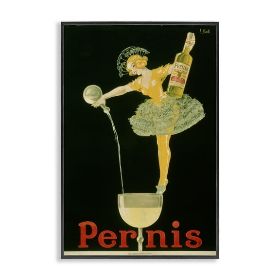 Stupell Industries Vintage Pernis Wine Pour Food & Beverage Painting Black Framed Art Print Wall Art, 12 x 18