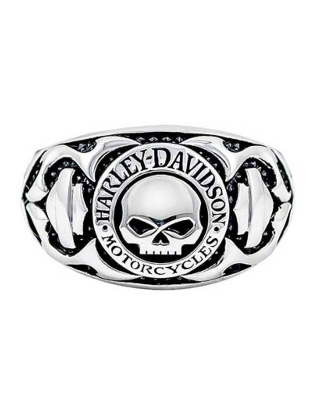 Harley-Davidson® Mens .925 Silver Tribal Celtic Willie G Skull Signet Ring by Mo 