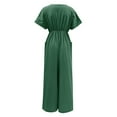 thumbnail image 5 of Baqcunre Jumpsuits for Women Women Casual Solid V Neck Jumpsuit Short Sleeve Linen Loose Belt Jumpsuit Long Pocket Rompers Jumpsuits for Women Dressy One Piece Jumpsuits for Women, 5 of 5