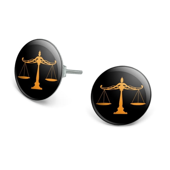 Scales Of Justice Legal Lawyer Novelty Silver Plated Stud Earrings