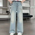 thumbnail image 2 of Girls'Fashion Jeans Elastic Waist Wide Leg Jeans Teen Clothing Summer Clothes for Teen Girls, 2 of 9