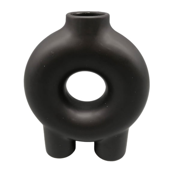 Sagebrook Home Ceramic 7" Donut Footed Vase, Black