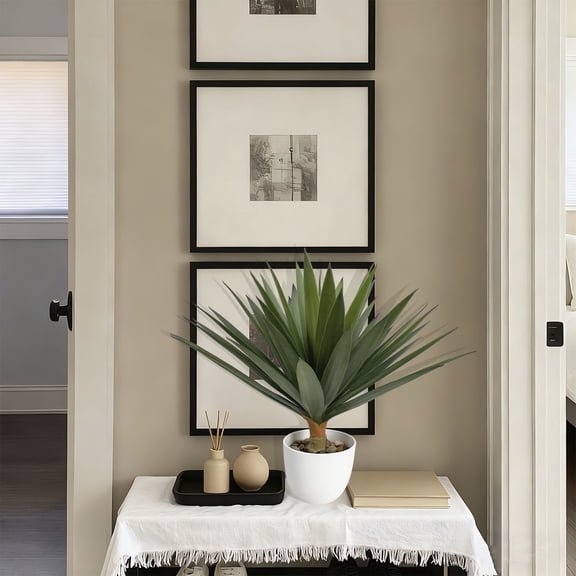 2-Pack Artificial Yucca Plant in Pot with Faux Pebbles ,Indoor/Outdoor Home Decor for Living Room, Office, Entryway.(17.5inch)