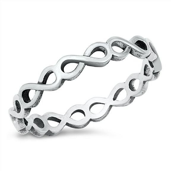 All in Stock Sterling Silver Infinity Band Ring Size 5