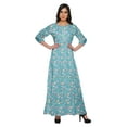 thumbnail image 1 of Moomaya Robe Longue à Col Rond à Manches 3/4 pour Femmes Grande Taille Vêtements d'Été, 1 of 3
