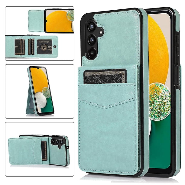 Funda de piel sintética estilo empresarial para Samsung A21 con tarjetero, función billetera, función atril y protección contra caídas.