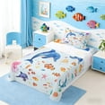 thumbnail image 3 of Manfei Watercolor Dolphin Clownfish Jellyfish Twin Sheet Sets for Kids Boys and Girls, Ocean Marine Life Print Bedding 3 Pieces, 1 Flat Sheet, 1 Fitted Sheet and 1 Pillowcase, 3 of 6