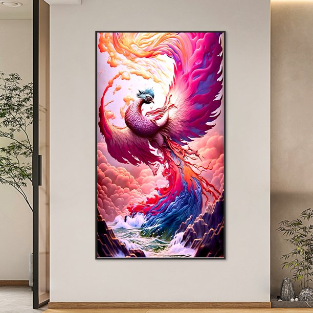 Cuadros Decorativos Pintura de diamante 5D DIY taladro redondo completo colorido Phoenix Art Craft (K679) Wdftyju embutido en tela