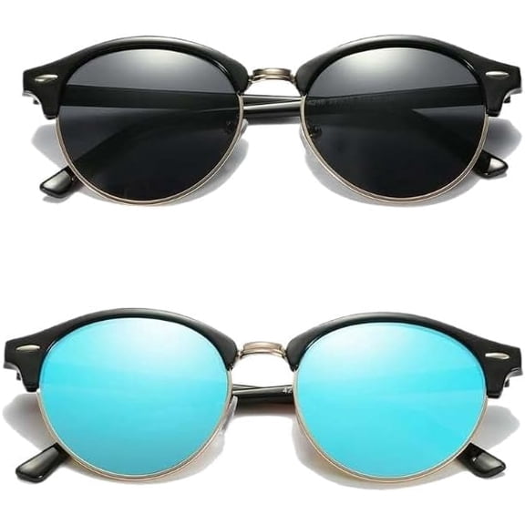 2 pack Polarized Sunglasses for Men and Women Semi-Rimless Frame Driving Sun glasses UV Blocking-USA