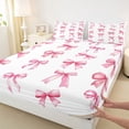 thumbnail image 3 of Homewish Cute Bow Tie Twin Sheet Sets,Ribbon Bowknot Twin Fitted Sheet,White Pink Flat Sheet For Girl Kids,Ultra Soft Home Decor,3 Pieces, 3 of 7