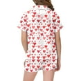 thumbnail image 4 of Auroural Kids Pajamas Girls Size 10-12 Girls Button Front Pajama Top & Shorts Set, Heart Shaped Print， 2-Piece, Sizes 2-14 & Plus, 4 of 5