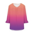 thumbnail image 5 of VERUGU Plus Size Tops for Women Trendy Ruffle 3/4 Sleeve V-Neck Pleated Gradient Color Shirts Summer Casual Tunic Loose Comfy Tees Blouses Pink 5XL, 5 of 5