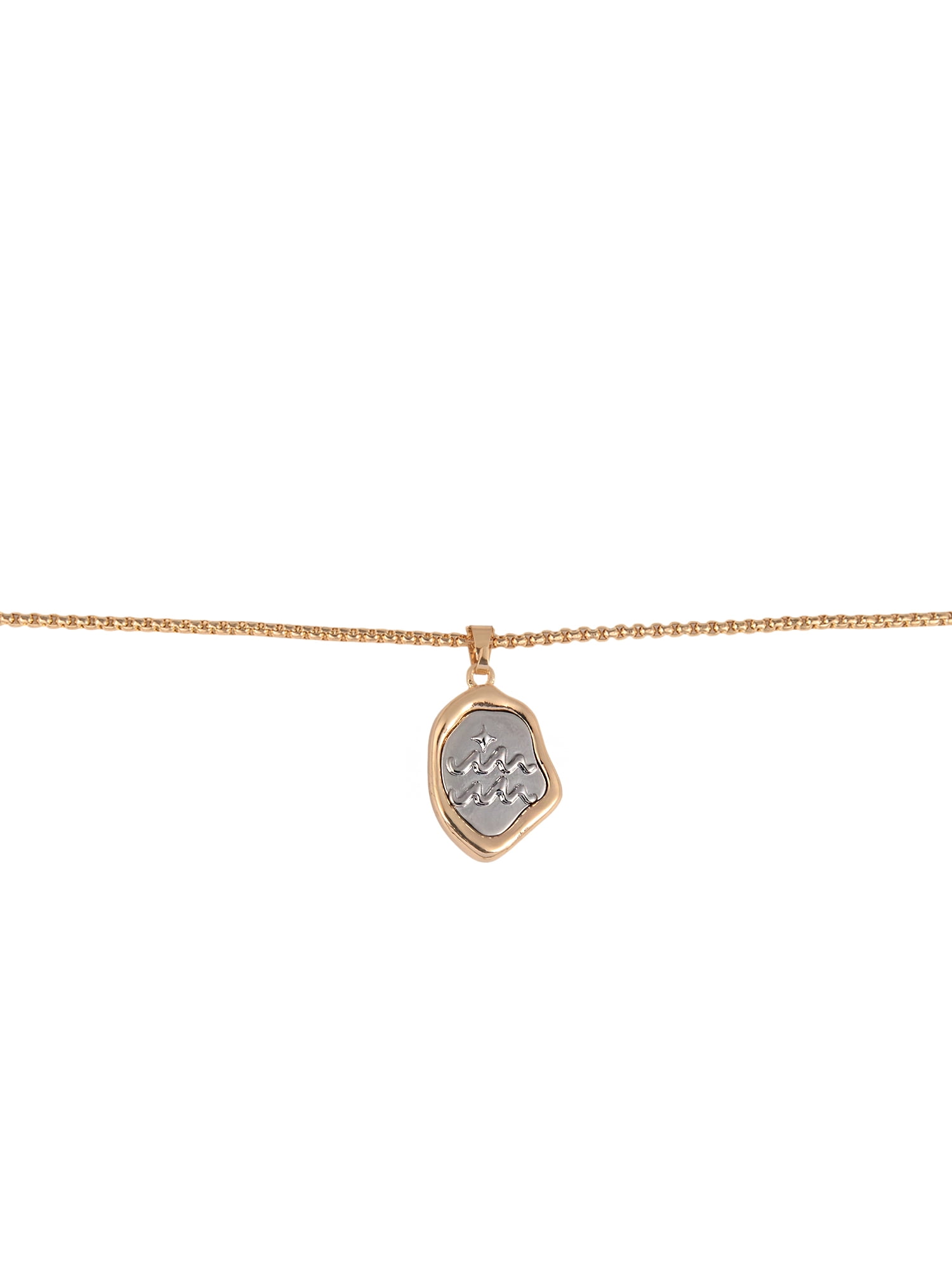 Time and Tru Goldtone Silvertone Reversible Pendant "Aquarius" Necklace