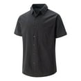 thumbnail image 3 of Mens Shirts,Short Sleeve Shirt Solid Color Casual Beach Holiday Top Summer Breathable Shirt,Tshirts Shirts for Men,M,Black, 3 of 5