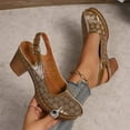 thumbnail image 5 of WRKEKC Sandals for Women Mules Peep Toe One-Strap Buckle Thick Sole Perforated Cutout Backless Chunky Heel for Summer Casual Daily Wear, 5 of 6
