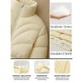 thumbnail image 5 of Womens Premium Midweight Crop Puffer Jacket Insulated Down Cream Winter Jacket-M, 5 of 9